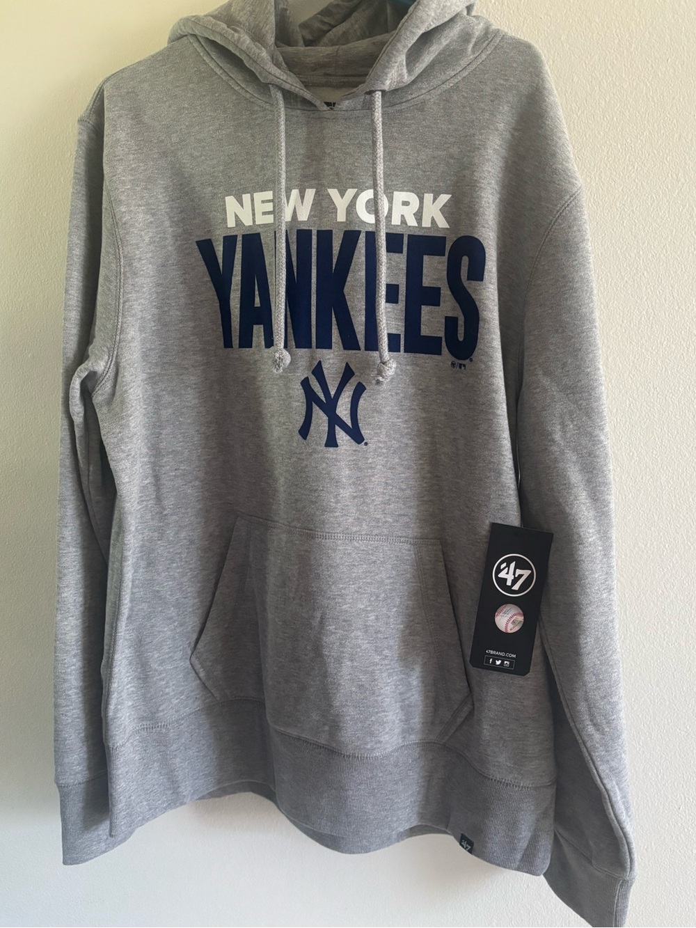 '47 New York Yankees Gray Hoodie with Navy & White Logo